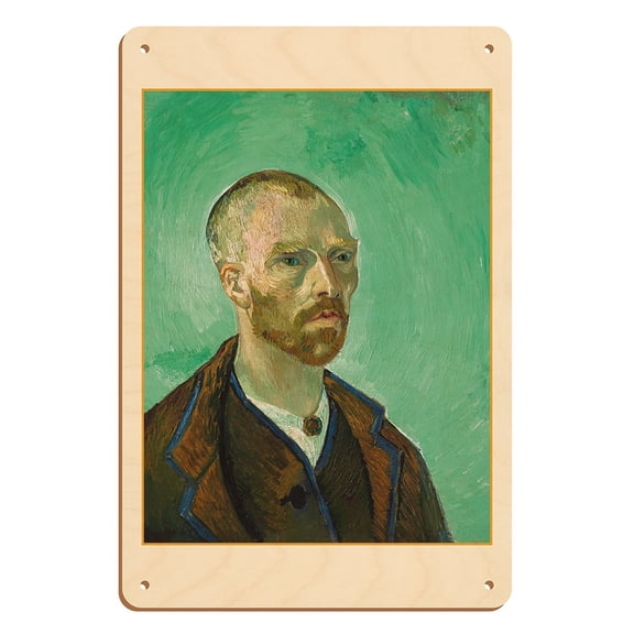 Self-Portrait (Dedicated to Paul Gauguin) - From an Original Color Painting by Vincent Van Gogh - 8 x 12 inch Vintage Wood Art Sign