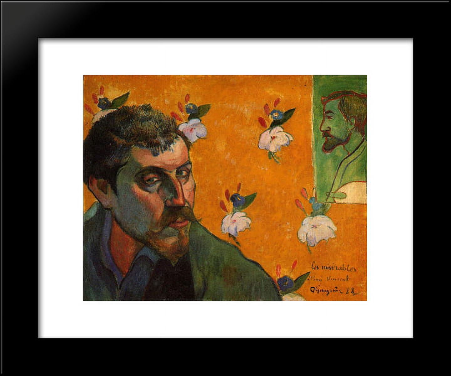 Self-Portrait Dedicated to Vincent van Gogh (Les Misérables) 20x24 Framed Art Print by Paul Gauguin