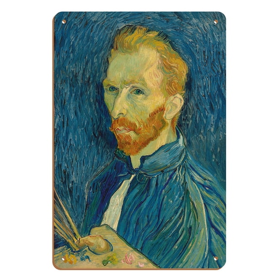 Self-Portrait - From an Original Color Painting by Vincent Van Gogh c.1889 - 8 x 12 inch Vintage Wood Art Sign