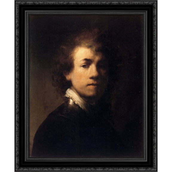 Self-Portrait In A Gorget 20x23 Black Ornate Wood Framed Canvas Art by Rembrandt