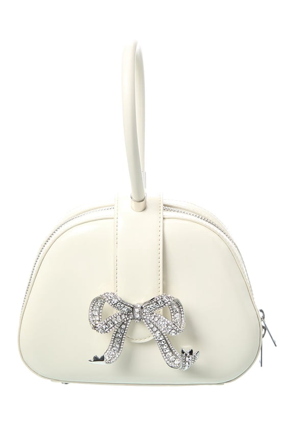 Self-Portrait Leather Top Handle Mini Bag, White