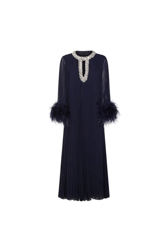 Self-Portrait Navy Crystal-Embellished Maxi Dress (Women's)
