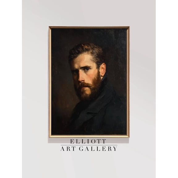 Self Portrait Of A Man Vintage Dark Moody Portrait Poster Warm Present Vintage UNFRAMED Poster Size 24x36