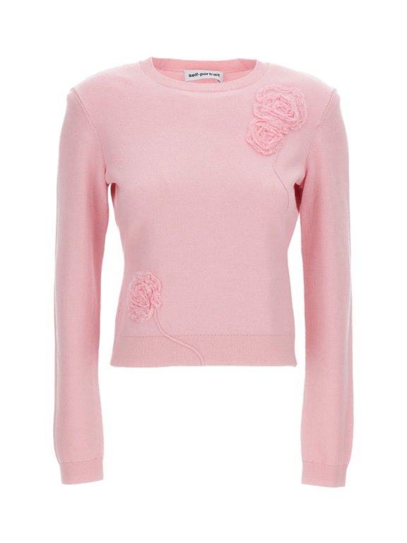 Self-Portrait Pink Floral Knit Crewneck Jumper (Women's)