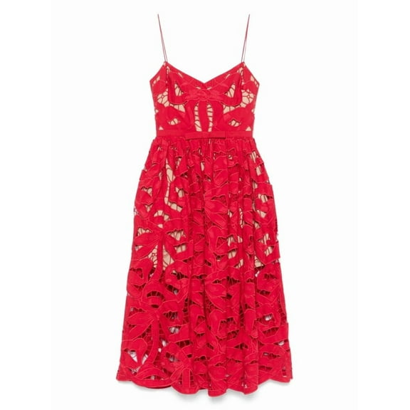 Self-Portrait Red Bow Embroidered Midi' Dress (Women's)