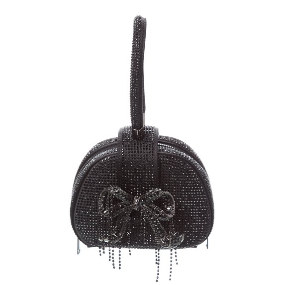 Self-Portrait Rhinestone Top Handle Micro Bag, Black