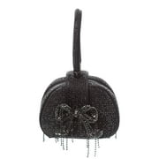 Self-Portrait Rhinestone Top Handle Micro Bag, Black