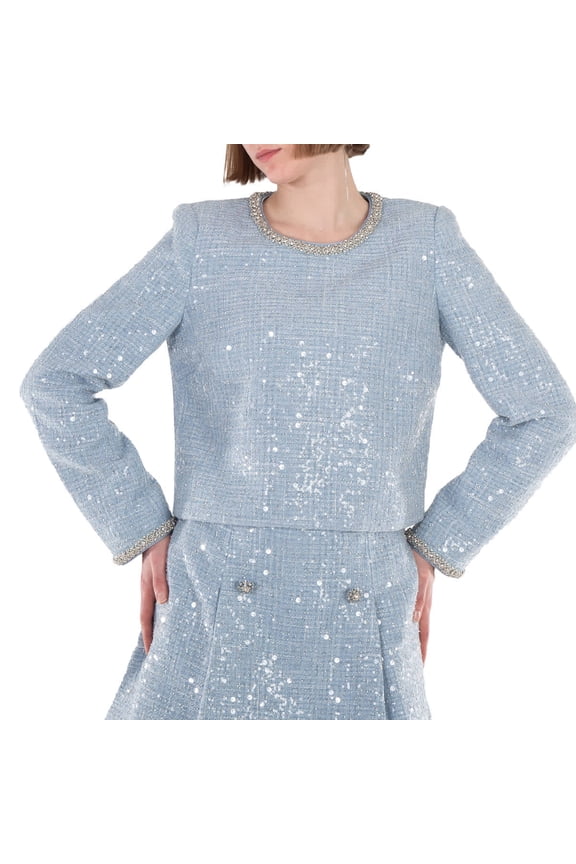 Sequin Boucle Long-Sleeve Top, Brand Size 12 ( US Size 8 )