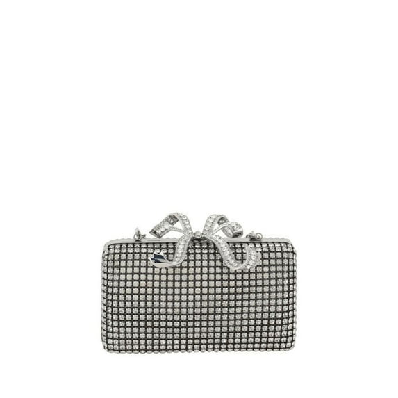 Self-Portrait Crystal Box Clutch, Silver