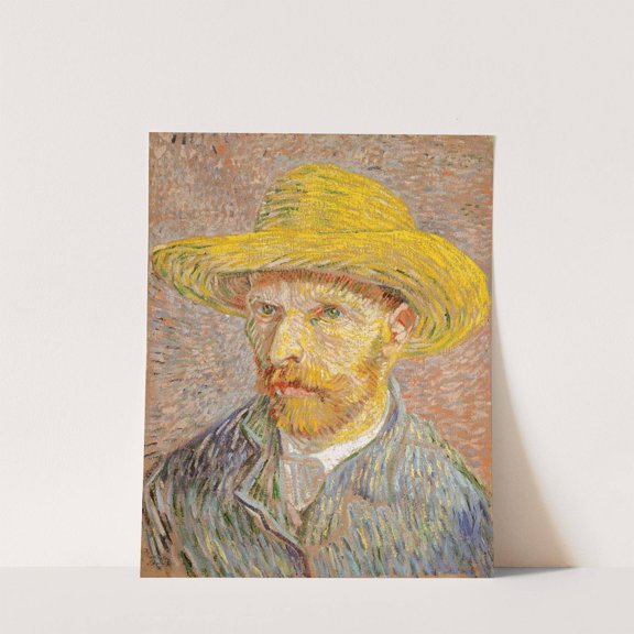 Self-Portrait with a Straw Hat - Vincent Van Gogh Artwork - livingroom bedroom office dining room - 9x12 - High Quality Wall Art Poster Print Decor - UNFRAMED