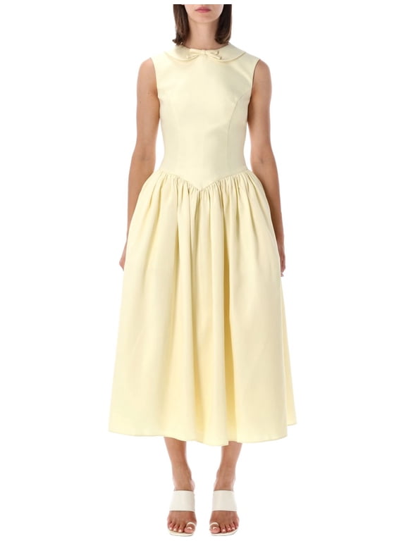 Self-Portrait Taffeta Collared Midi Dress (Women's)