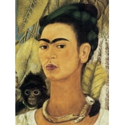 Self Portrait With Monkey, Frida Kahlo - CANVAS or PRINT WALL ART