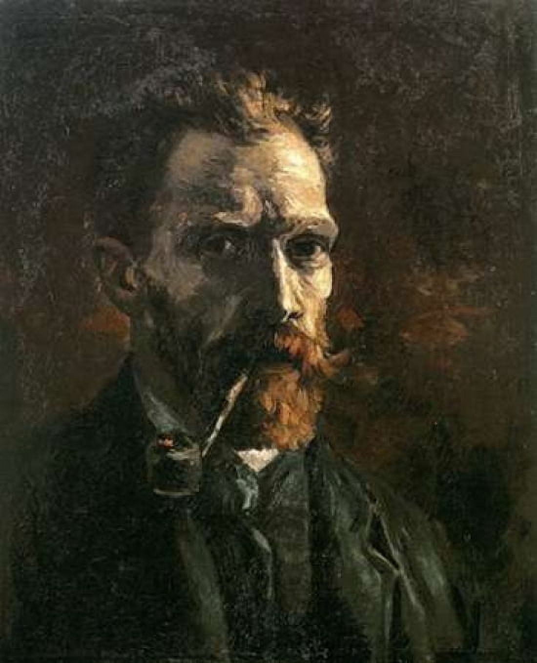 Self Portrait With Pipe Canvas Art - Vincent Van Gogh (22 x 28)