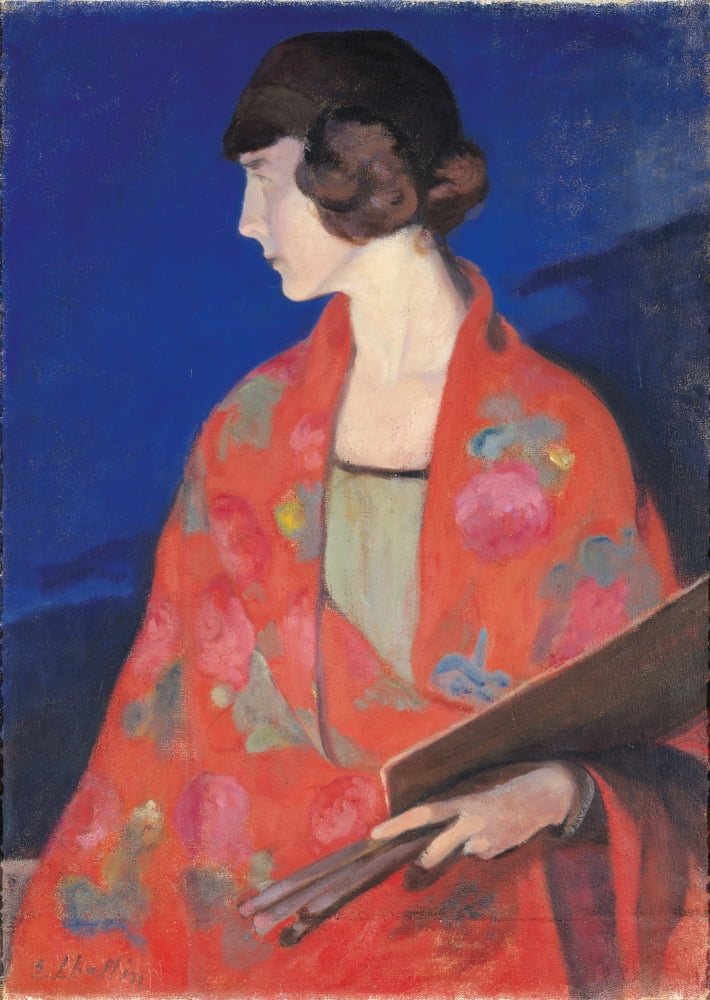 Self Portrait With Red Shawl Canvas Art - (18 x 24)
