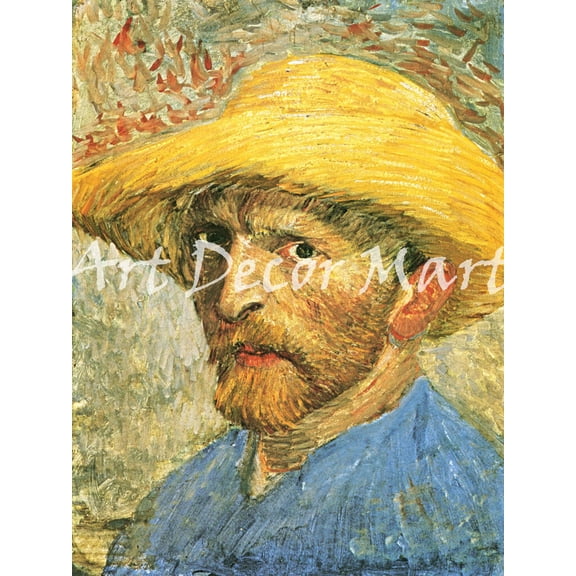 Self Portrait With Straw Hat - CANVAS OR FINE PRINT WALL ART