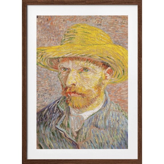 Self Portrait With Straw Hat Framed Art Modern Wall Decor