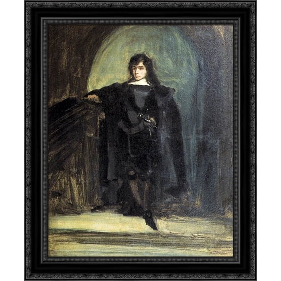 Self'Portrait as Ravenswood 20x23 Black Ornate Wood Framed Canvas Art by Delacroix, Eugene