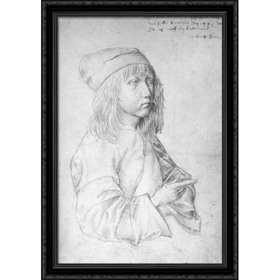 Self Portrait at 13 28x40 Large Black Ornate Wood Framed Canvas Art by Albrecht Durer