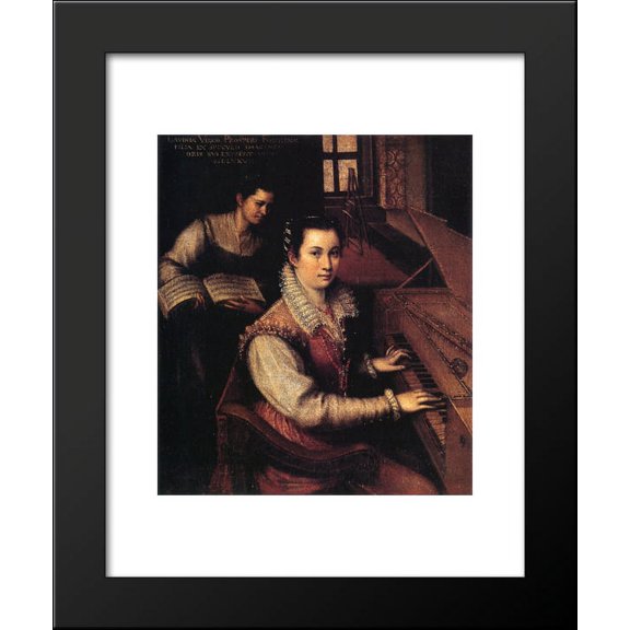 Self-Portrait at the Clavichord with a Servant 20x24 Framed Art Print by Lavinia Fontana