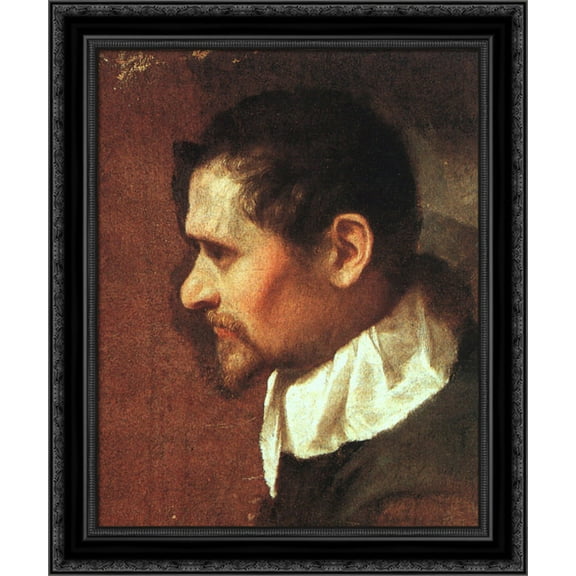 Self'Portrait in Profile 20x23 Black Ornate Wood Framed Canvas Art by Carracci, Annibale