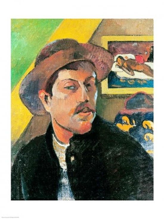 Self Portrait in a Hat Canvas Art - Paul Gauguin (24 x 36)