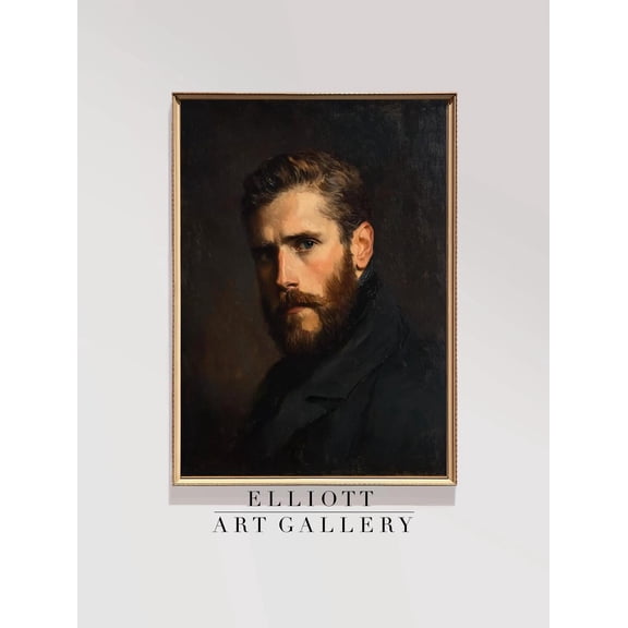 Self Portrait of a Man Vintage Dark Moody Portrait Poster E15, Unframed Canvas Size 16x24 F03.1.18l122