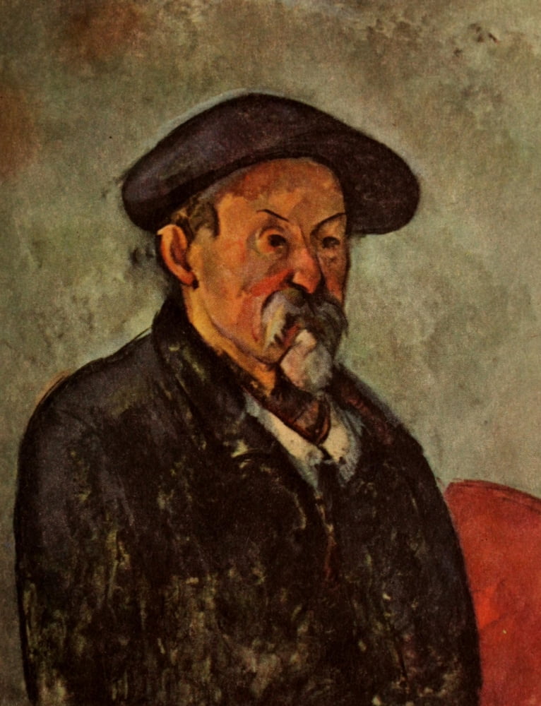 Self Portrait with Beret 1900 Canvas Art - Paul Czanne (24 x 36)