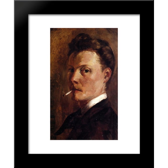 Self-Portrait with Cigarette 20x24 Framed Art Print by Henri-Edmond Cross