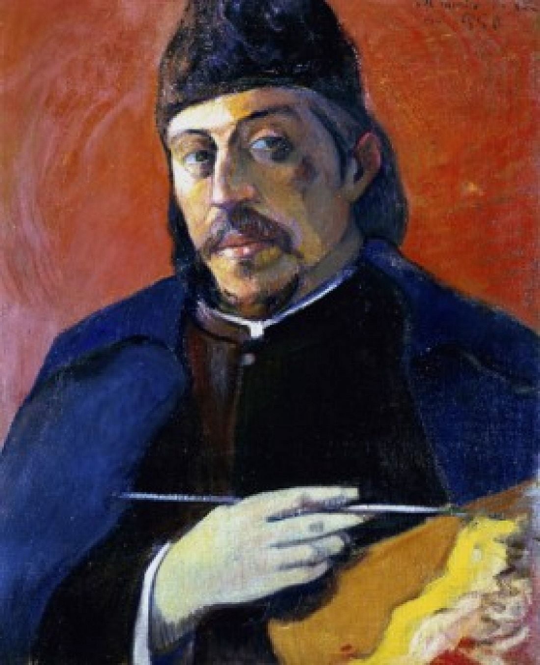 Self Portrait with Palette ca 1891 Paul Gauguin (1848-1903 French) Oil on canvas Private Collection Canvas Art - Paul Gauguin (18 x 24)
