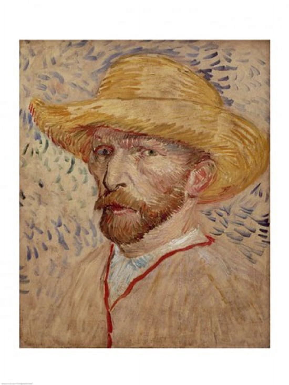 Self Portrait with Straw Hat 1887 Canvas Art - Vincent Van Gogh (18 x 24)