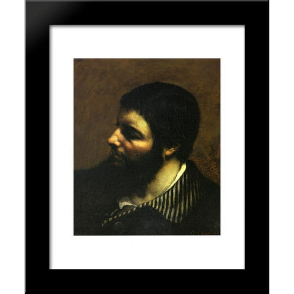 Self-Portrait with Striped Collar 20x24 Framed Art Print by Gustave Courbet