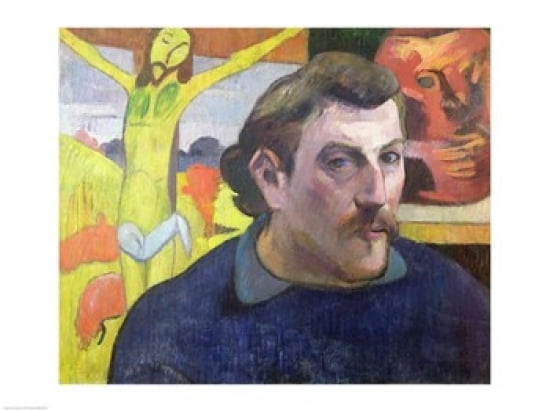 Self Portrait with the Yellow Christ 1890 Canvas Art - Paul Gauguin (36 x 24)