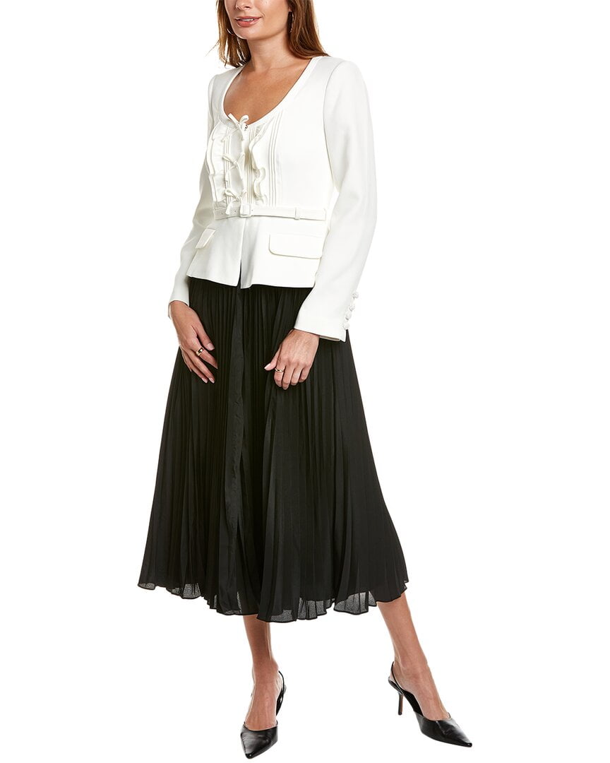 self portrait jacket pleated midi dress SELF-PORTRAIT Pleated Georgette And Sequin-Embellished Metallic Boucl Midi Dress