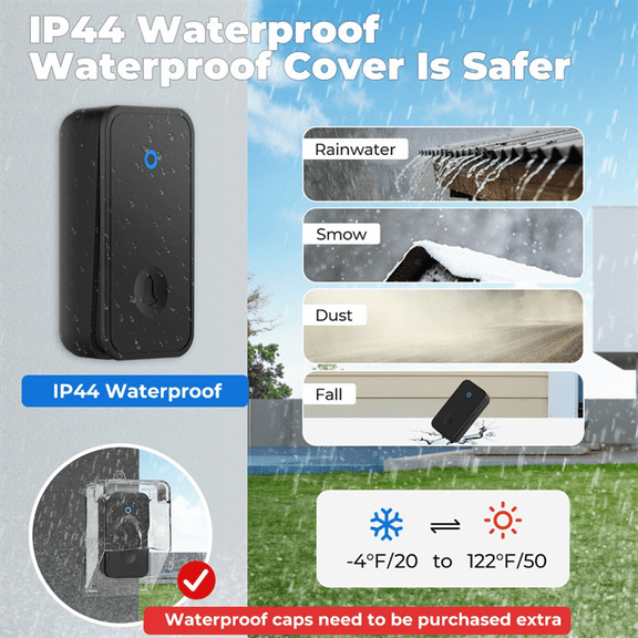 Self Powered Wireless DoorBell No Battery Waterproof Door Bell Chime Ring for Kids Elderly Caller US PLUG