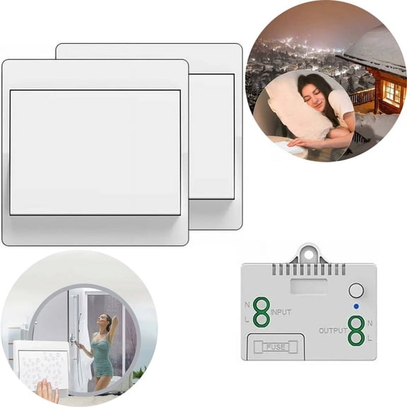 Self Powered Wireless Switch, No Battery, Wireless Remote Control For Lights And Appliances, Waterproof And Safe, Can Be Directly Installed In Bathrooms, Etc. (1 To 2)