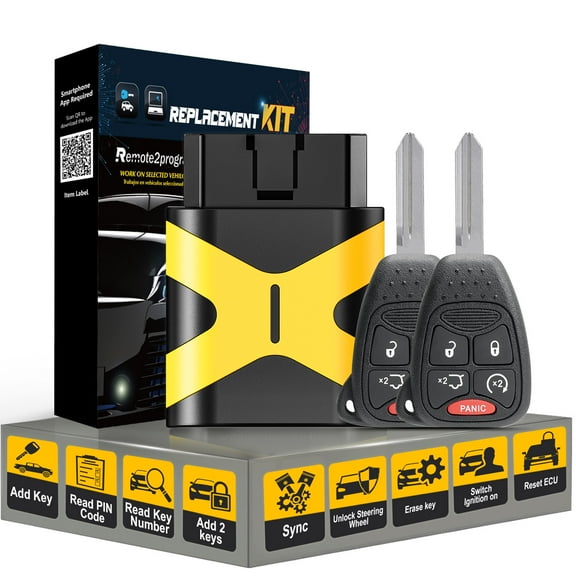 Self Programmable Car Key Fob for No Working Key/Add 2 Keys and Car Key Fob Replacement for Dodge/JEE-p/Chr-ysler with FCC: OHT692427AA