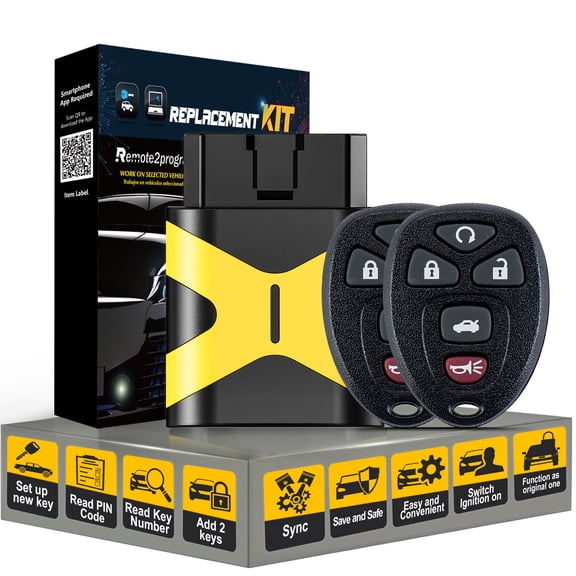 Self Programmable Car Key Keyless Entry Remote Replacement for Chevy Malibu Cobalt/Saturn Aura Sky 315MHZ with FCC: KOBGT04A