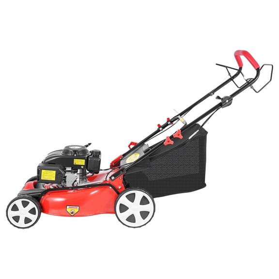 Self-Propelled Gas Powered Lawn Mower with Bagger with 4-Stroke Engine 20 173cc 5HP Steel, Nylon, Manganese Steel Red, Black