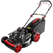 Self-Propelled lawn mower, four-stroke engine, 21 inch, height and speed adjustable, gasoline-powered lawn mower, suitable for backyards and farms, 201cc.