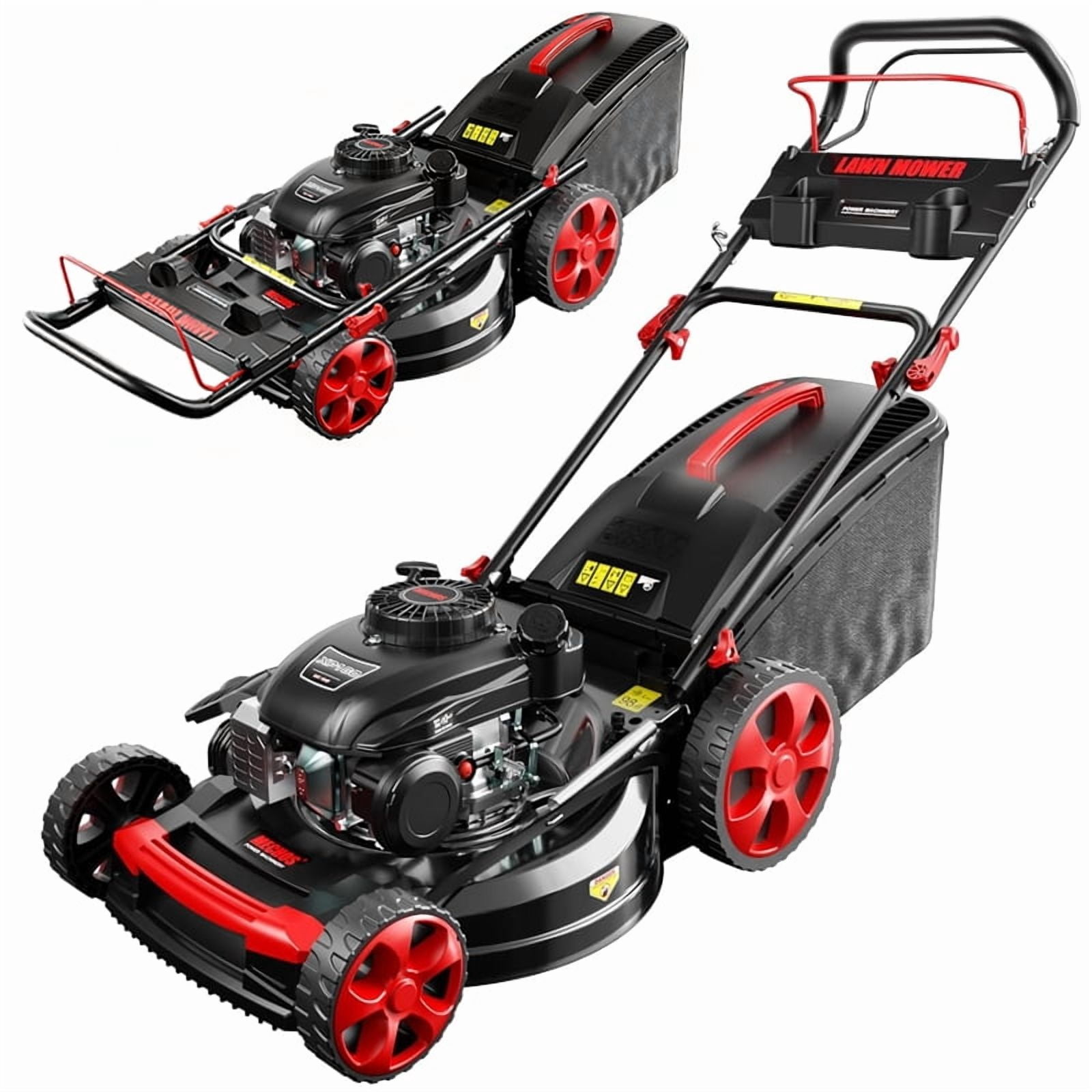 Self-Propelled lawn mower, four-stroke engine, 21 inch, height and speed adjustable, gasoline-powered lawn mower, suitable for backyards and farms, 210cc.