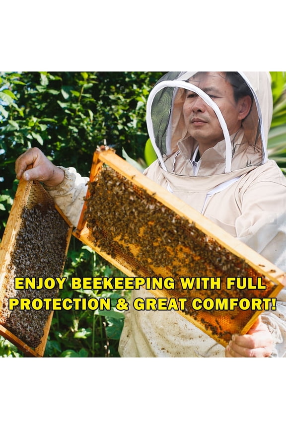 Self-Protective Coveralls with Mesh Mask - Professional Cotton Full Body  Protective Beekeeping Suit with Self Supporting Veil for Beekeeping with Fixable Strap Protect from Stings L
