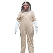 Self-Protective Coveralls with Mesh Mask - Professional Cotton Full Body Protective Beekeeping Suit with Self Supporting Veil for Beekeeping with Fixable Strap Protect from Stings M