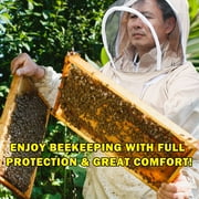 GARDENHOME Self-Protective Coveralls with Mesh Mask - Professional Cotton Full Body Protective Beekeeping Suit with Self Supporting Veil for Beekeeping with Fixable Strap Protect from Stings L
