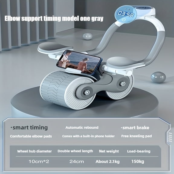 Self-Rebounding 2-Wheel Ab Roller – Home Core Trainer with Elbow Pads for Six-Pack