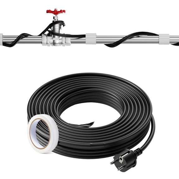 60 Ft Self-Regulating Pipe Heating Cable 5W per Ft Heat Tape for Freeze Protection, 120V Pipe Heat Cable with Built In Thermostat for PVC Plastic Metal Water Pipes, Valves and Outdoor Plumbing