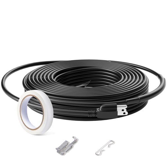 30 ft Self-Regulating Pipe Heating Cable, 5W/ft Roof Heat Tape with 6 ft Power Cord, IP68 Waterproof De-Icing Cable for Gutters, Downspouts, Pipes and Roof Snow Melting Freeze Protection