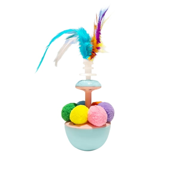 Self Righting Cat Toy 360 Degree Rolling Weighted Base Interactive Feather And Bell Teaser Durable Reinforced Feathers For Independent Play