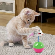 Self-Righting Cat Toy with Feather & Bell, Interactive Tumbler Kicker for Indoor Cats, Durable Flocking Mouse Teaser for Hunting Play, Exercise & Training, Weighted Bottom for Wobble Action