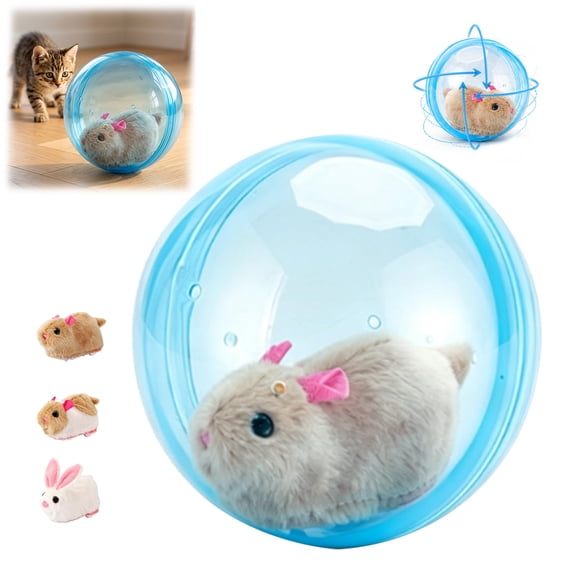 Self-Rolling Cat Ball, Interactive Pet Toy for Indoor Cats, Automatic Chasing Ball for Dogs (Blue, Mouse)