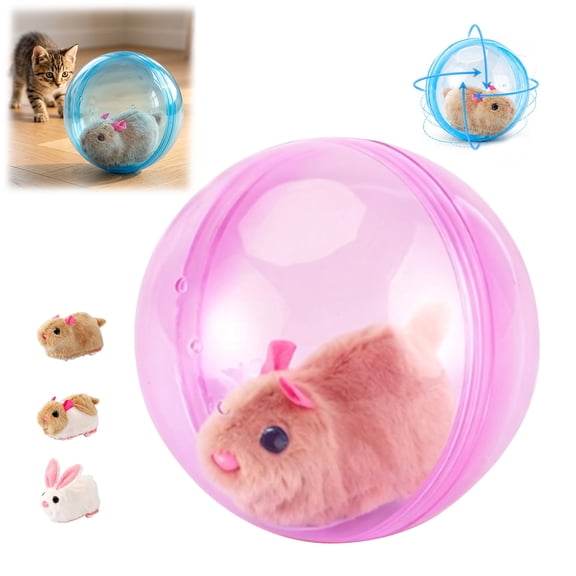 Self-Rolling Interactive Cat Ball, Automatic Moving Pet Toy for Indoor Cats Dogs Chasing (Pink, Mouse)